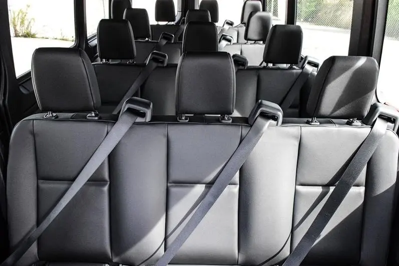Mercedes Sprinter passenger seating interior with individual seat belts